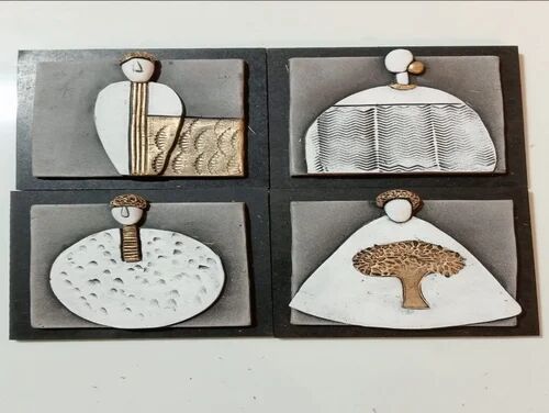 Square Decorative Terracotta Hanging Wall Plate, for Gifting, Packaging Type : Thermocol Box