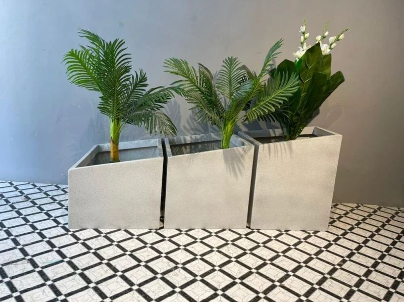 Creators Podd Square Plain White Decorative Fiber Planter, for Indoor Use, Portable Style : Standing