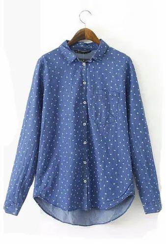 Printed Ladies Fancy Shirt, Feature : Dry Cleaning, Comfortable, Anti-Wrinkle