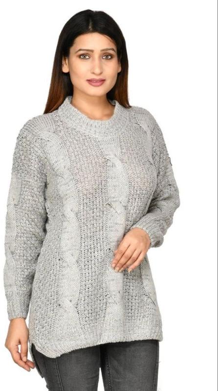 Regular Fit Plain Ladies Full Sleeve Sweater, Neck Style : Round Neck