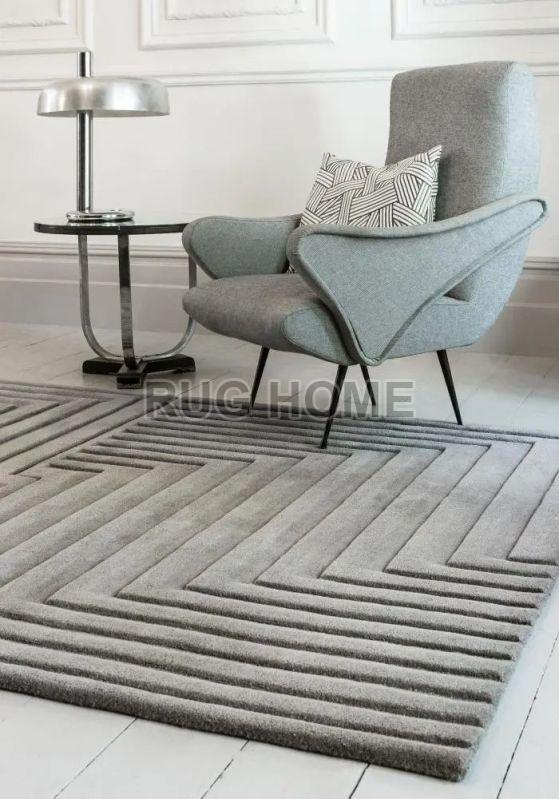 Multicolour Rectangular Form Silver Hand Tufted Rug, for Home, Office, Hotel, Size : 5x8 Feet