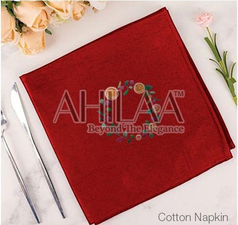 Floral Hand Cotton Embroidered Napkin, For Home, Hotel, Restaurant, Feature : Hygenic, Skin Friendly