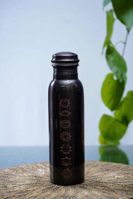 Black Printed Copper Water Bottle
