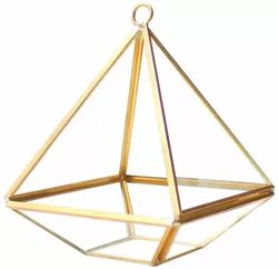 Mild Steel Golden Glass Terrarium, for Decoration, Packaging Type : Boxes