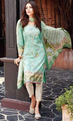 Green Cotton Ladies Pakistani Suit
