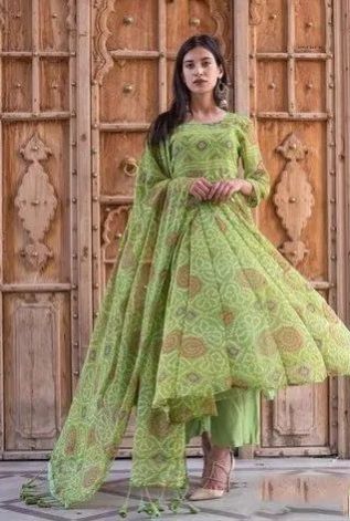 Green Georgette Ladies Anarkali Suit