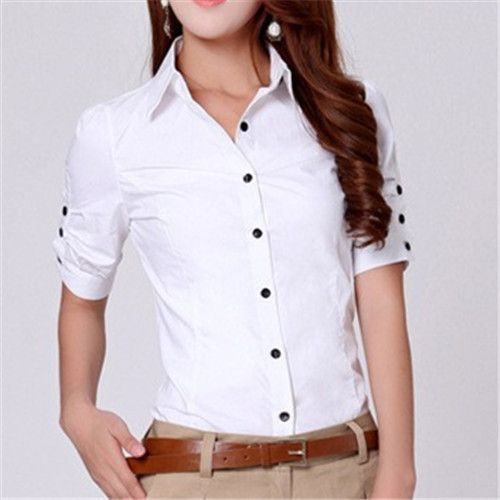 Plain White Cotton Ladies Formal Shirt