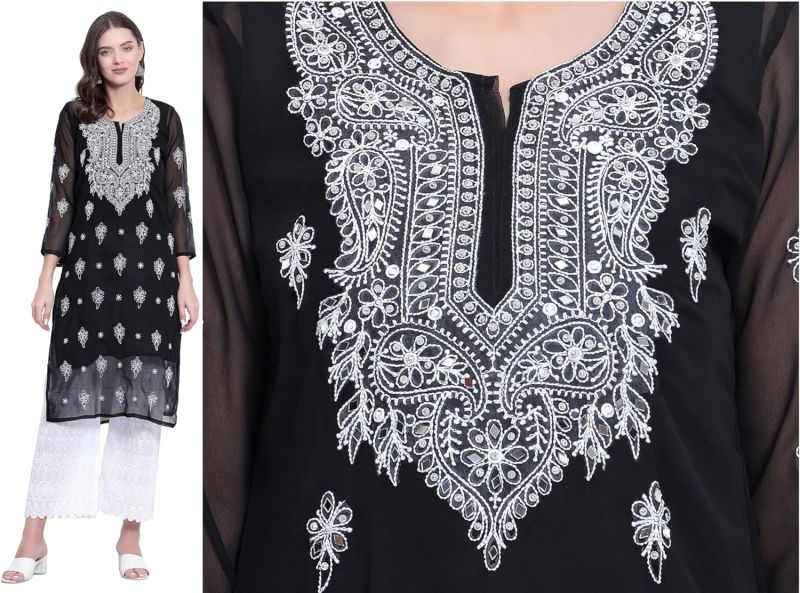 Chikankari mirror work kurti, Occasion : Party Wear, Festive Wear, Ethnic Wear