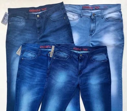 Mens Blue Faded Denim Jeans