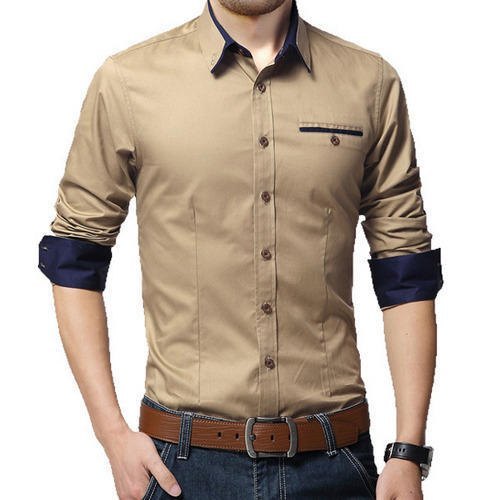 Regular Fit Long Sleeve Plain Cotton Mens Casual Shirts, Technics : Machine Made