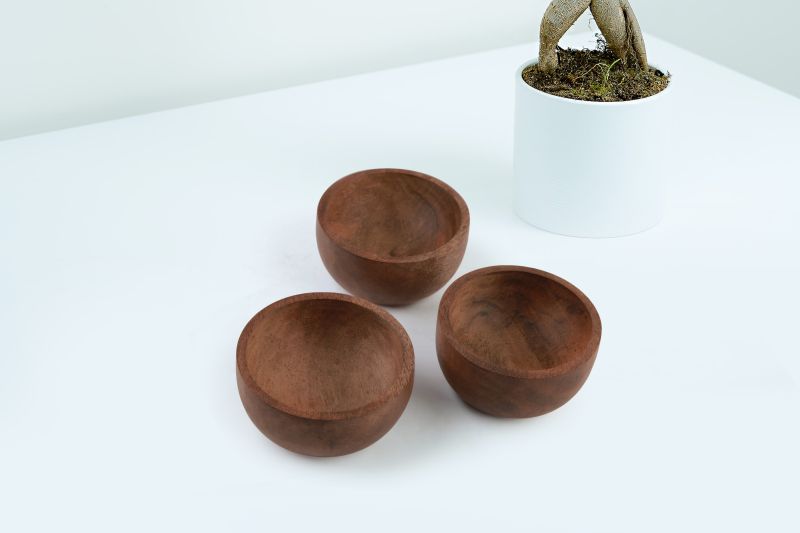 3 Pieces Acacia Wood Bowl Set