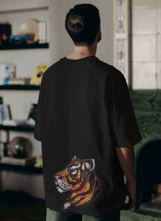 Mens Tiger Printed Oversized T-Shirts, Size : L