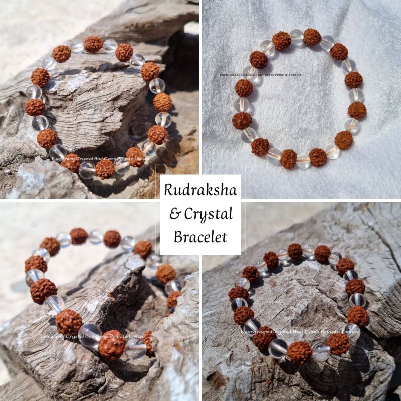 India Handmade Stone Rudraksha And Crystal Bracelet, For Healing, Purity : Aaa