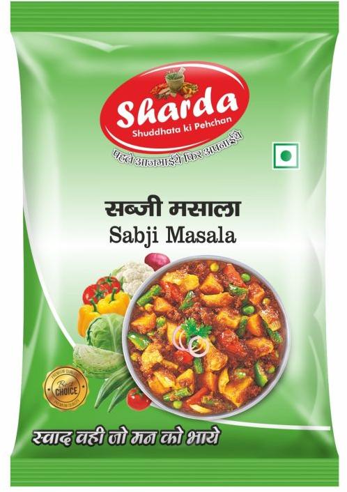 Green Powder Sabji Masala Packaging Pouches, for Spices, Grade Standard : Food Grade
