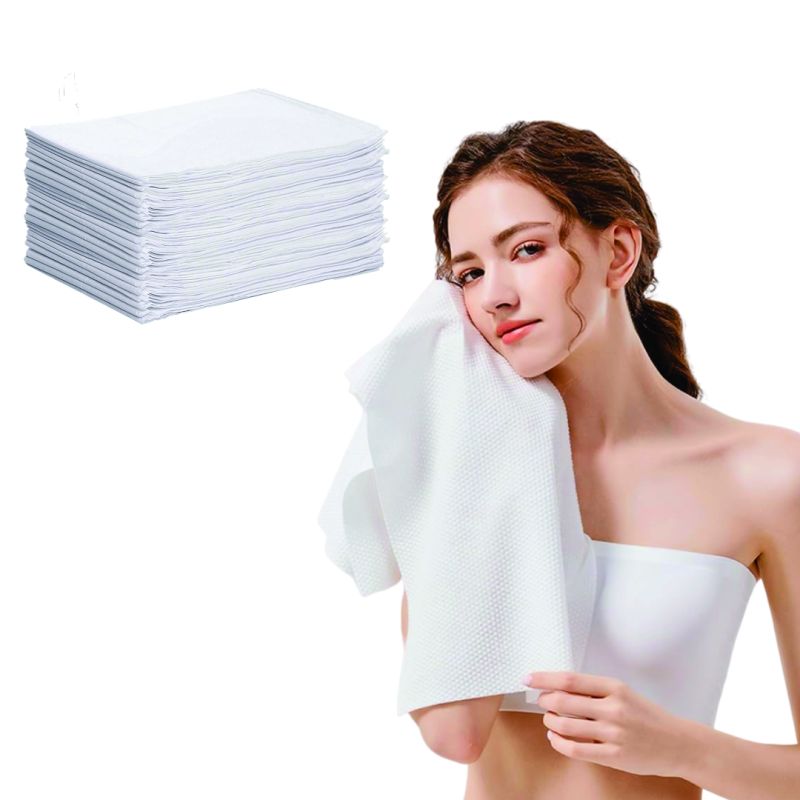 White Rectangle Cotton Plain Disposable Towel, For Home, Hotel, Bath, Beach, Size : Multisizes