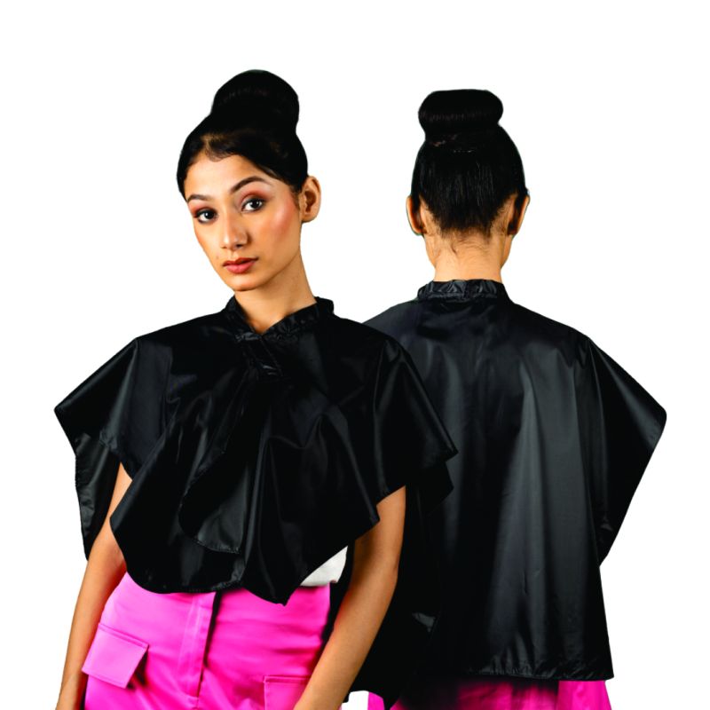 Black Polyester CS-602 UD Shampoo Cape, for Salon, Size : Multisizes