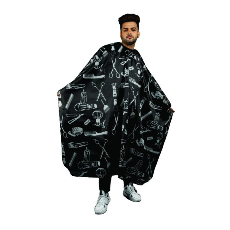 Black CCPR201 UD Printed Cutting Cape, for Beauty Salon, Hair Care, Size : Multisizes