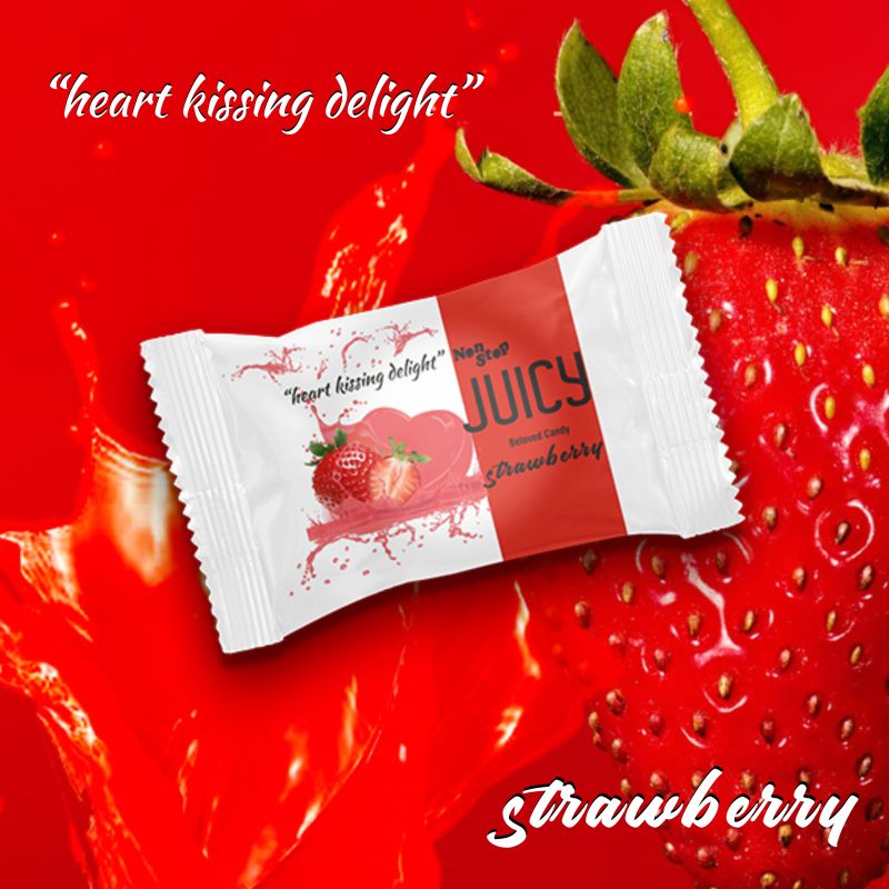 Heart Juicy Strawberry Candy, for Eating