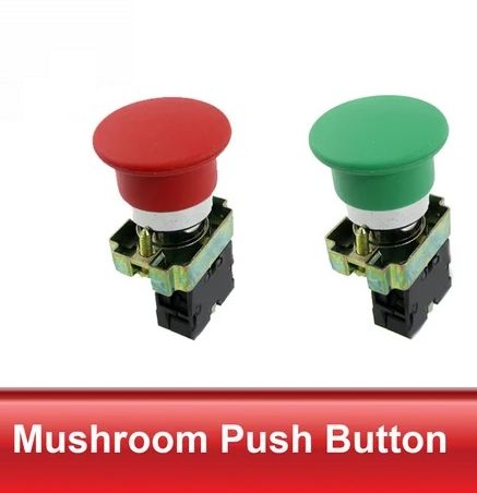 Multicolor Rounded Power Coated Mushroom Push Button, for Residential, Office, Length : 15-30mm