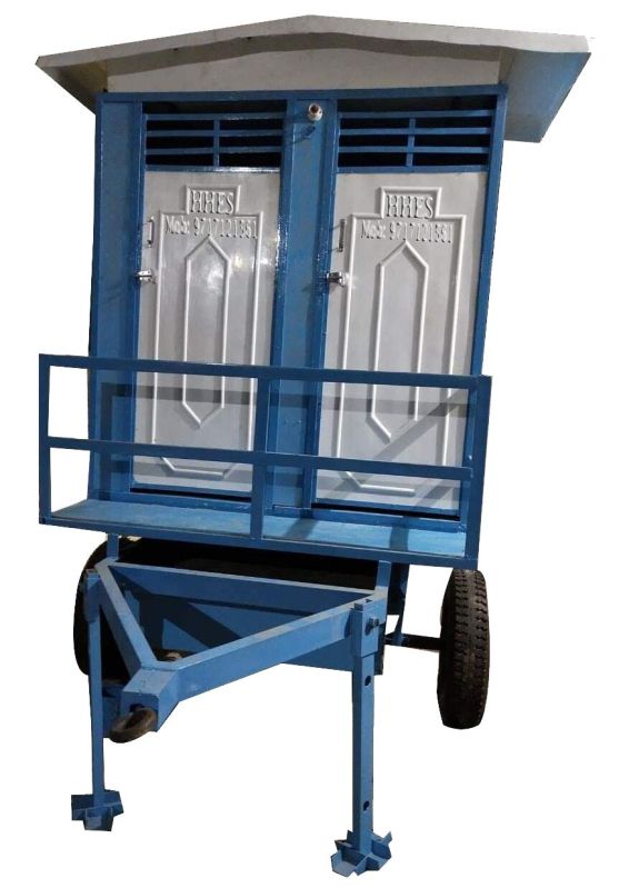 Blue Rectangular Two Seater Mobile Toilet Van, for Commercial Use