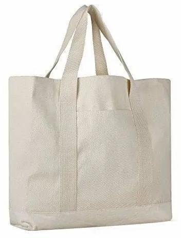 Plain Canvas Shopping Bags, Size : 14*16*4 Inch