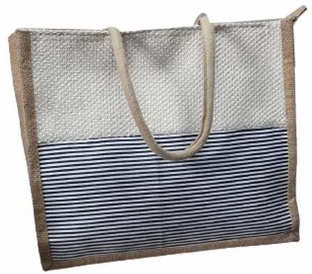 Striped Zipper Jute Printed Bag, Capacity : 4Kg