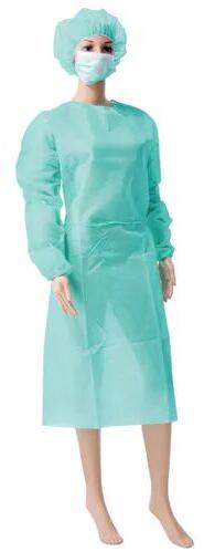 Blue Full Sleeve Polypropylene Plain Disposable Nurse Gown, for Clinical, Hospital, Size : Free Size