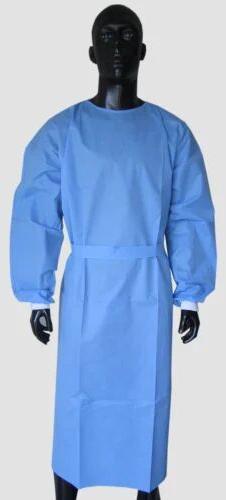 Blue Full Sleeve Non Woven Disposable Patient Gown, for Clinical, Hospital, Size : Free Size