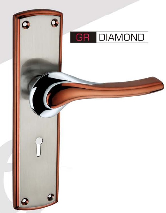 Polished Zinc GR Diamond Door Handle, for Industrial, Style : Modern