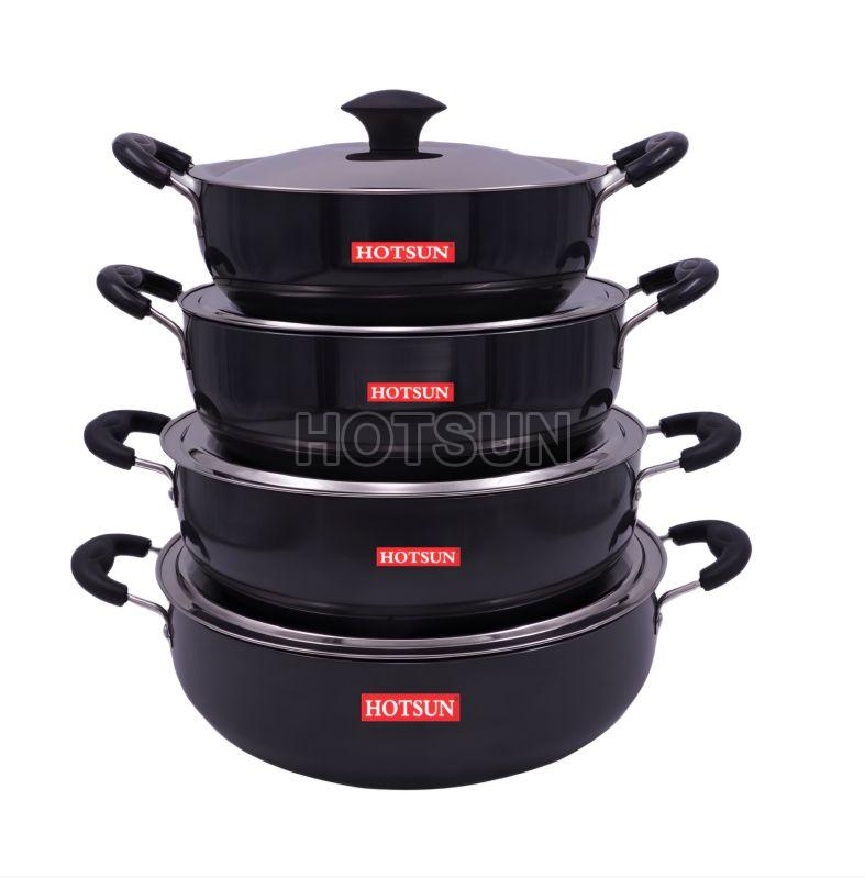 Black Hard Anodized Kadai Set, for Kitchen, Feature : Strong Structure, Light Weight, Fine Finished