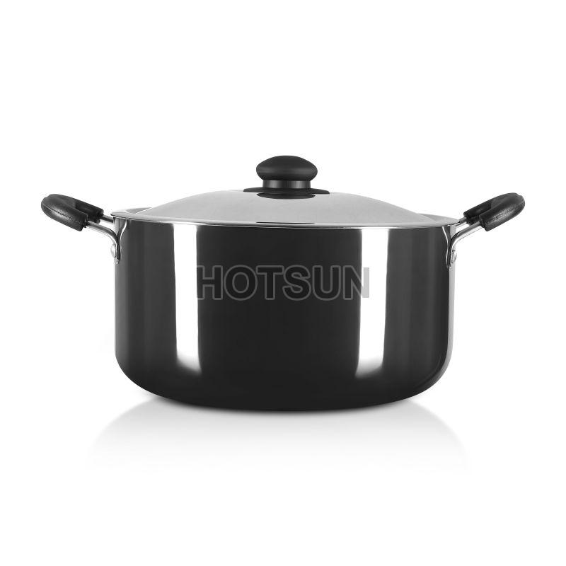 Black Hard Anodized Stock Pot, for Kitchen, Feature : Fine Finished, Light Weight, Strong Structure