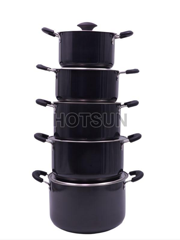 Black Hard Anodized Stock Pot Set, for Kitchen, Feature : Fine Finished, Light Weight, Strong Structure