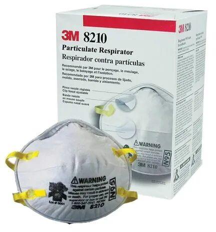 White 3M 8210 Cup Style N95 Mask, for Medical Purpose, Packaging Type : Box