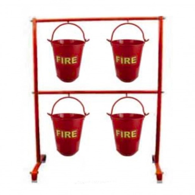 Red Iron Fire Bucket Stand, for Workplace