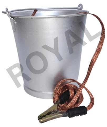 Royal Silver Aluminium Earthing Bucket, For Industrial, Shape : Round
