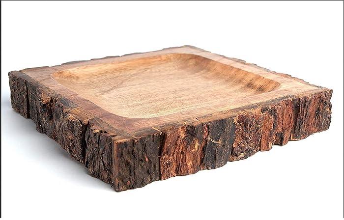 Polished wooden bark tray, for Homes, Hotels, Restaurants, Banquet, Wedding, Shape : Square, Round