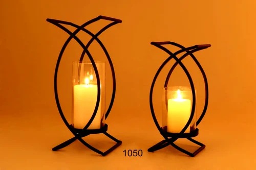 Black Round Iron Candle Holder, Mounting Type : Tabletop