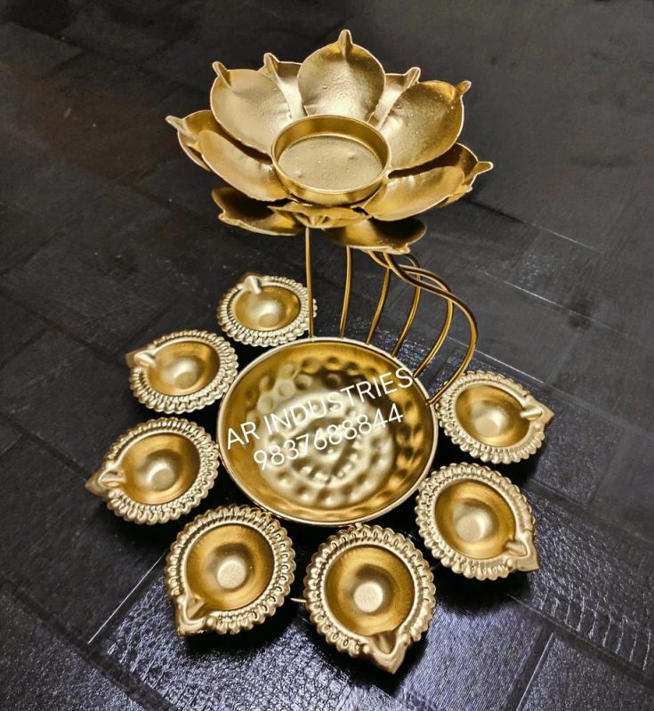 Golden Antique Iron Lotus Urli, for Decoration, Size : 10 Inch
