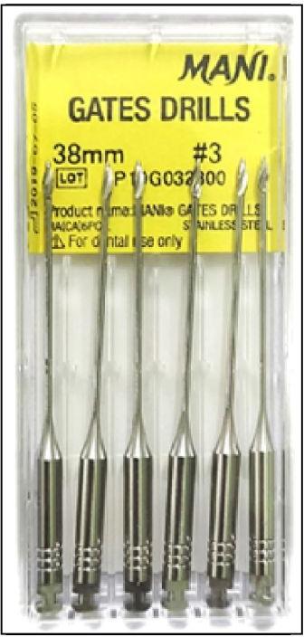 Mani Gates Drills 38mm (Pack of 6) Dental Root Canal Endodontic Files