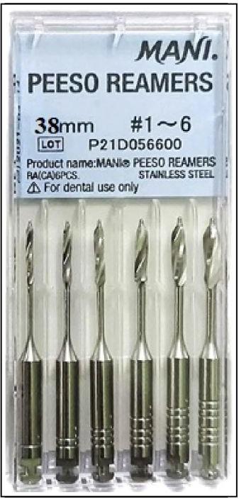 Mani Peeso Reamers 38mm (Pack of 6) Dental Root Canal Endodontic Files