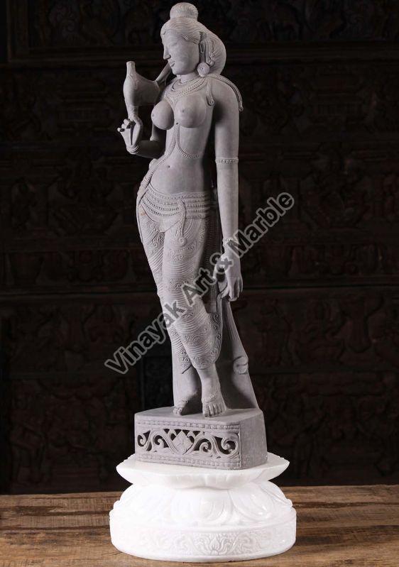 Grey Marble Standing Parvati Statue