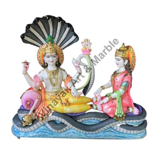 Marble Vishnu Laxmi Shesh Shaiya Statue, for Worship, Temple, Interior Decor, Office, Home, Gifting