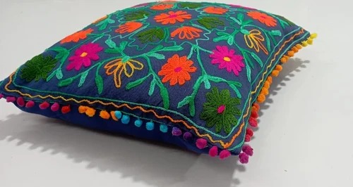 Embroidery Suzani Embroidered Cushion Cover, for Sofa, Bed, Feature : Easy Wash, Shrink Resistant