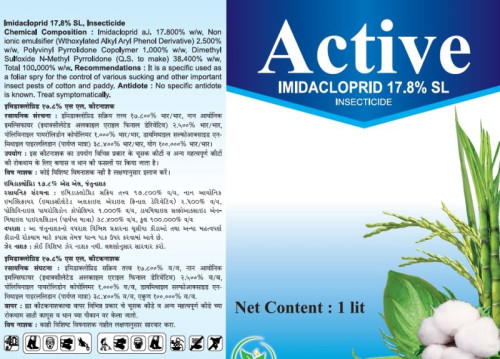 Active Imidacloprid 17.8% SL Insecticide, for Agriculture, Purity : 100%