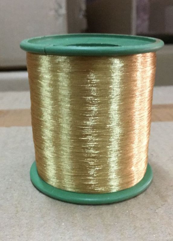 Golden Polyester 30N Plastic Zari Thread, for Embroidery Knitting, Sewing Clothes, Stitching, Weaving