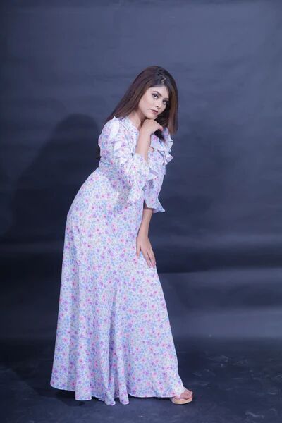 Printed Georgette Full Length Gown