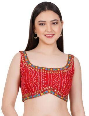 Red Bandhani Printed Cotton Blouse