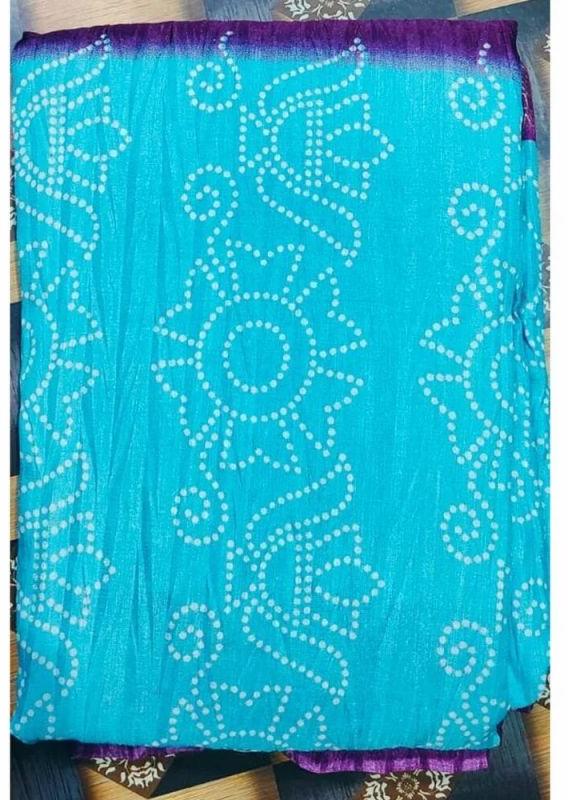 Ladies Blue Polyester Printed Saree, Occasion : Casual Wear