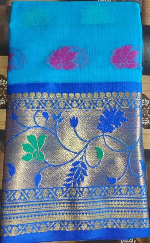 Ladies Blue Python Silk Saree, Saree Length : 6 m (with blouse piece)