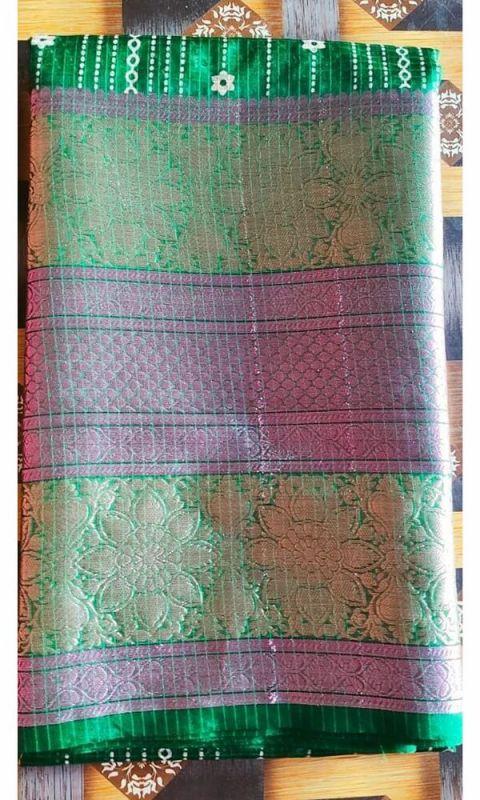 Ladies Green Polyester Pattu Saree, Occasion : Party Wear